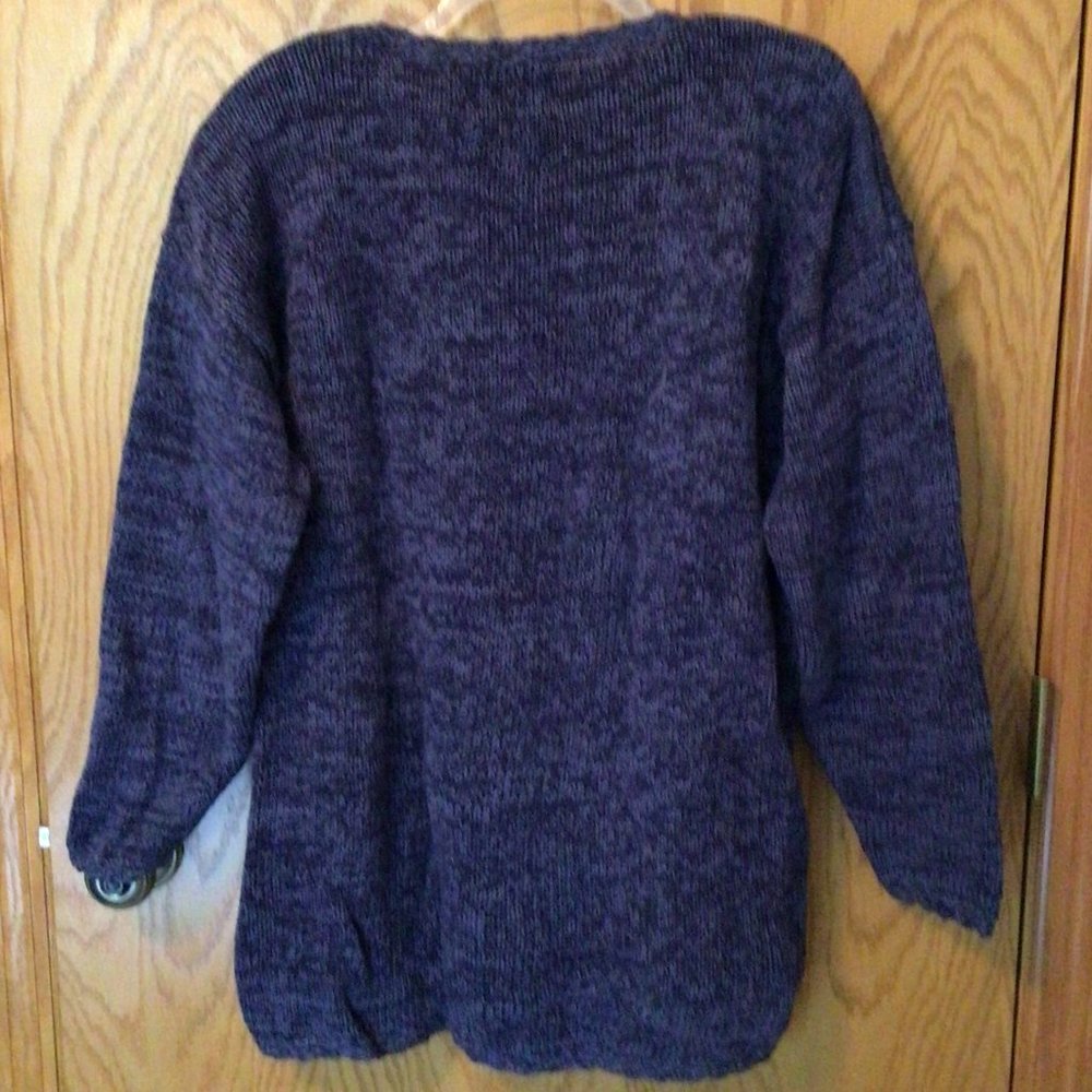 Tiara International - Vintage Long Blue with Autumn Design Pullover Sweater - Picture 2 of 7